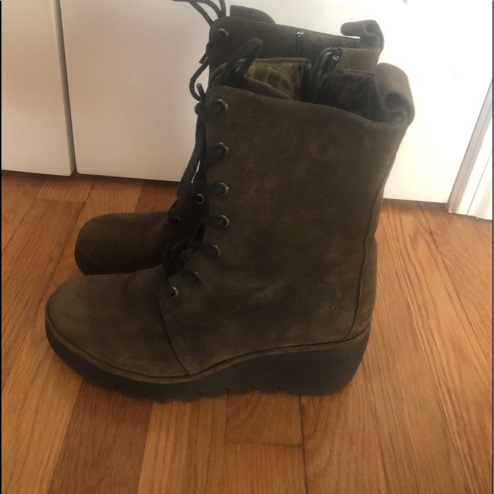 Fly London Brown Suede Wedge boots